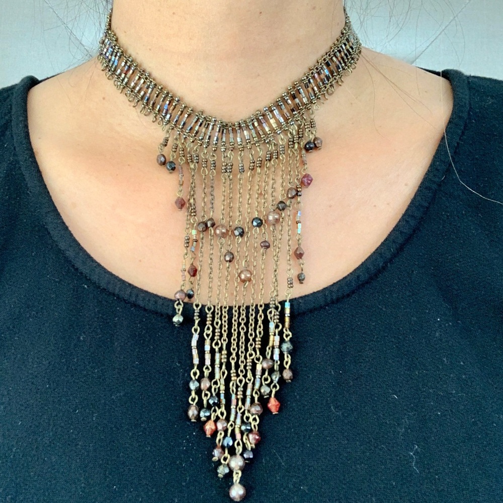 Bronze Multi Strand Beaded Choker